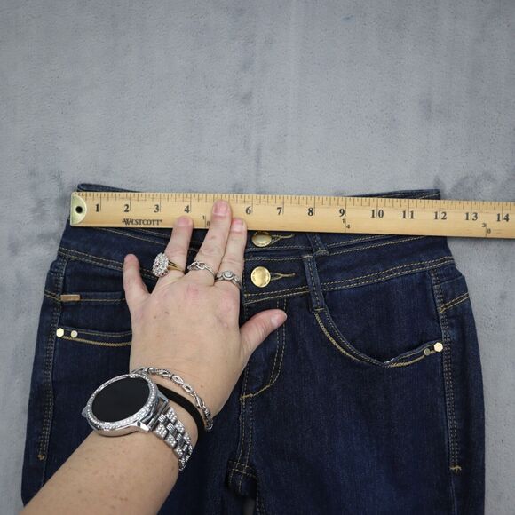 C est Toi Pants Womens 0 Blue Skinny Low Rise Stretch Zip Dark Wash Denim Jeans - Picture 3 of 16